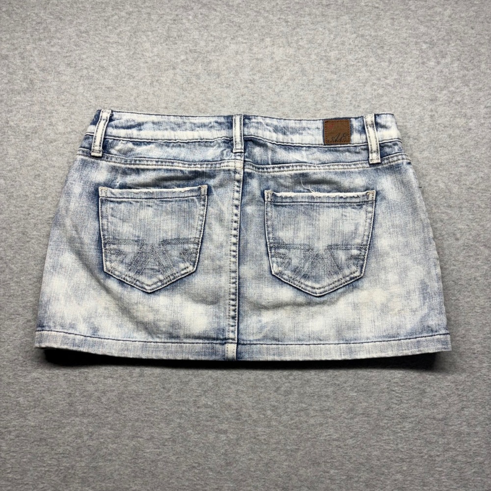 American Eagle Light Acid Wash Denim Mini Skirt Womens Blue Distressed Y2K Style - Picture 5 of 6